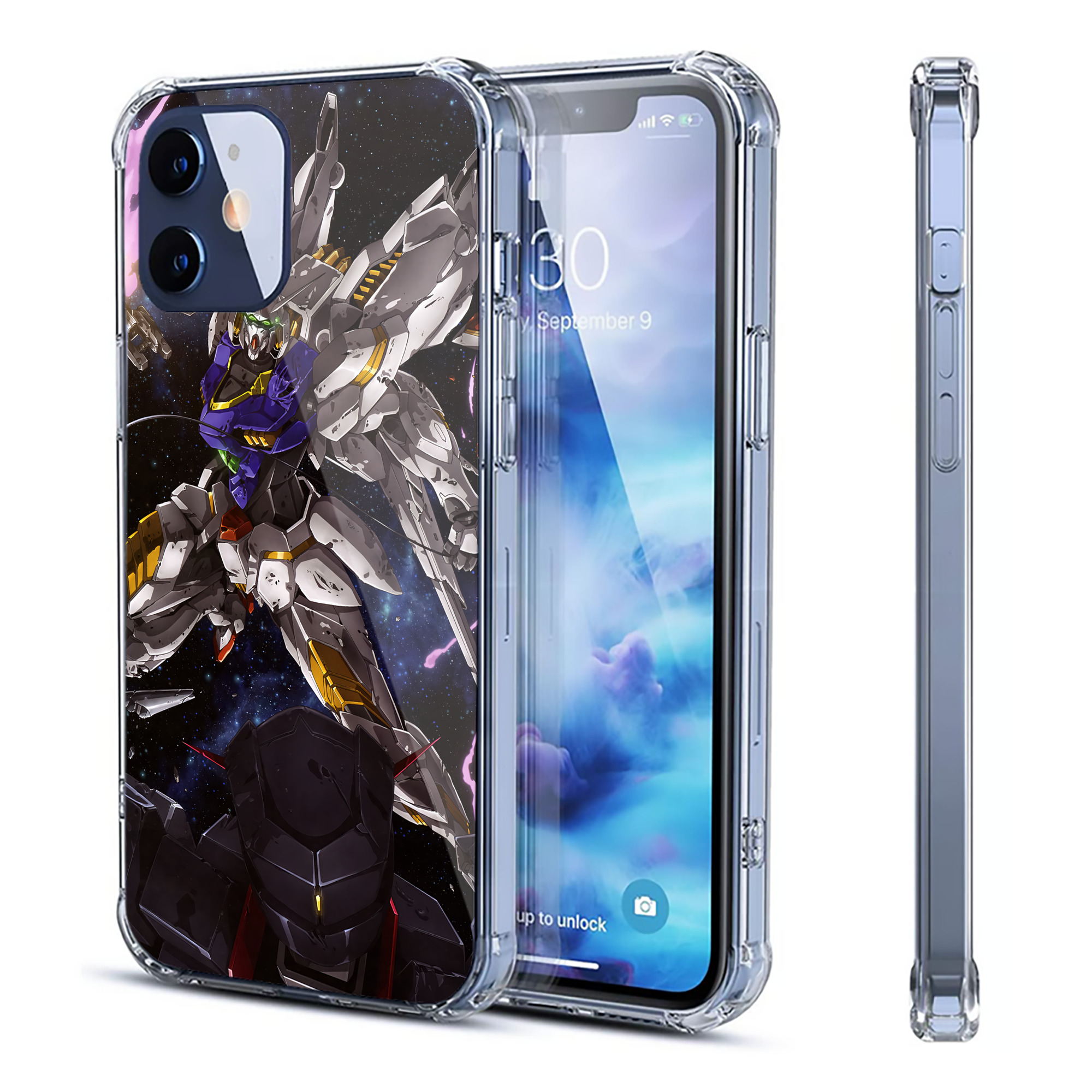 （画像用） 機動戦士ガンダム Mobile Suit Gundam 【iPhone 12シリーズ対応】透明スマホケース（クリアソフトケース）